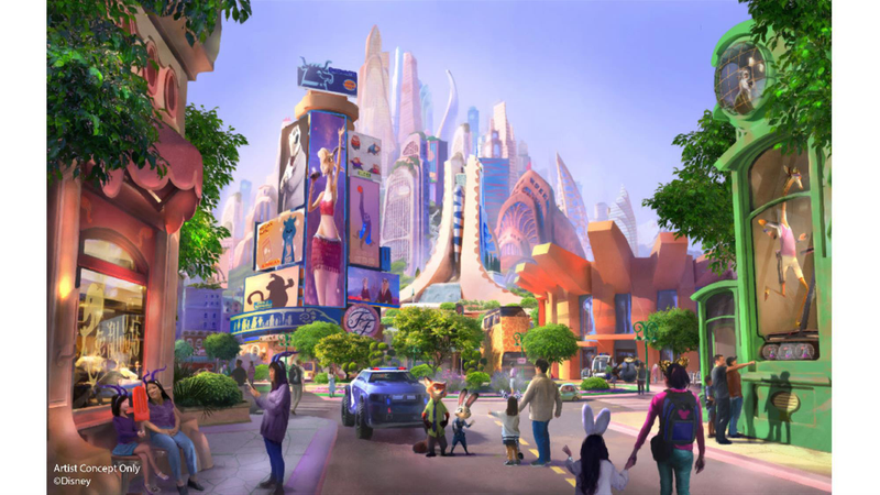 Concept art for the Zootopia-themed land at Shanghai Disneyland.
